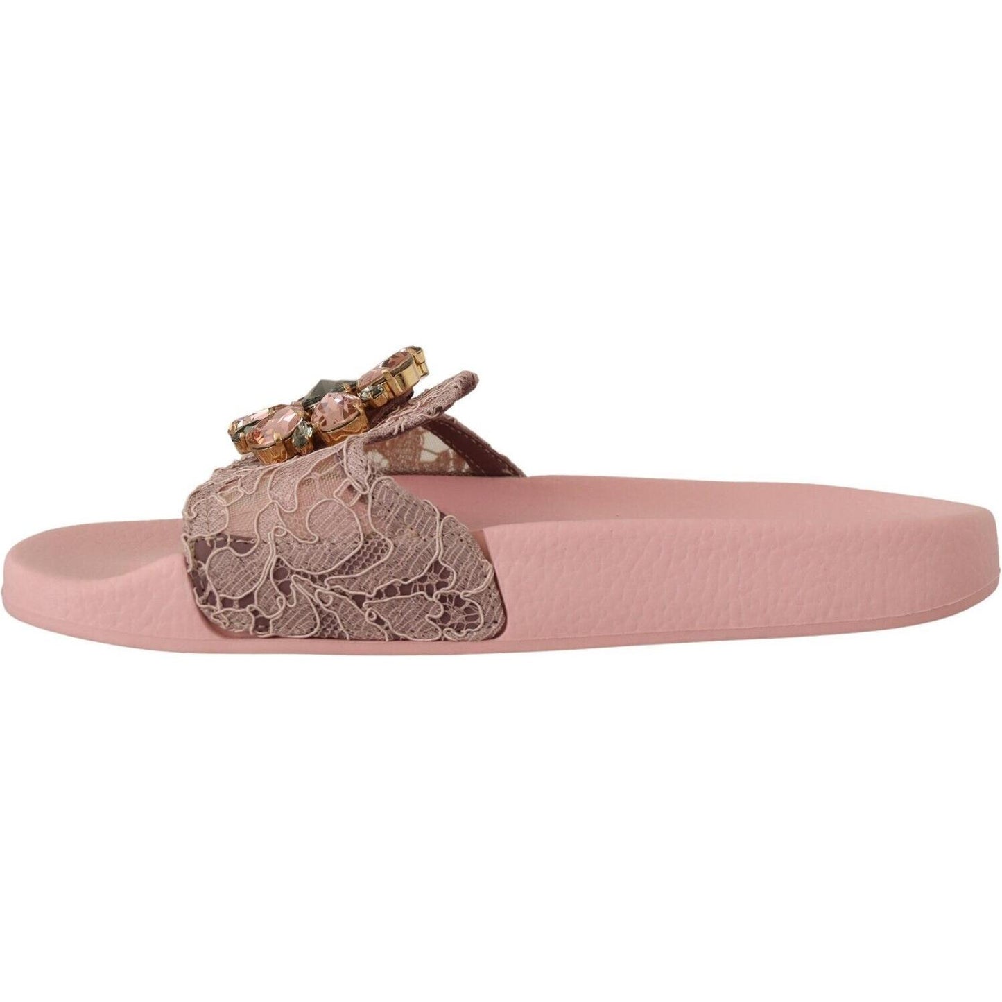 Floral Lace Crystal Embellished Slide Flats