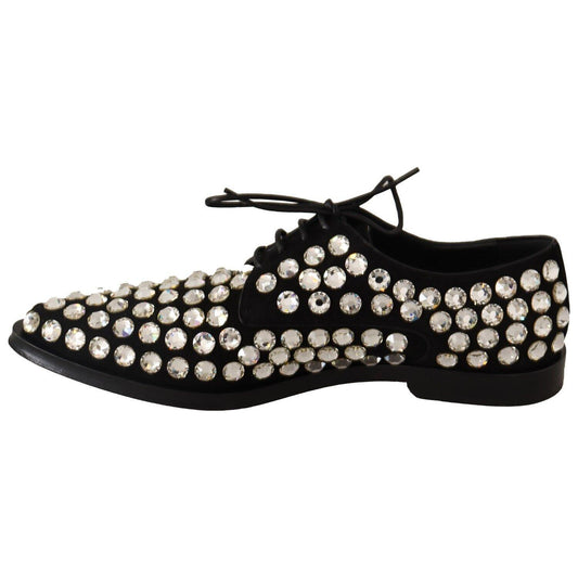 Elegant Crystal-Embellished Lace-Up Flats