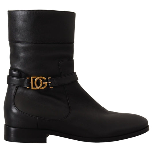 Elegant Leather Biker Boots Dolce & Gabbana