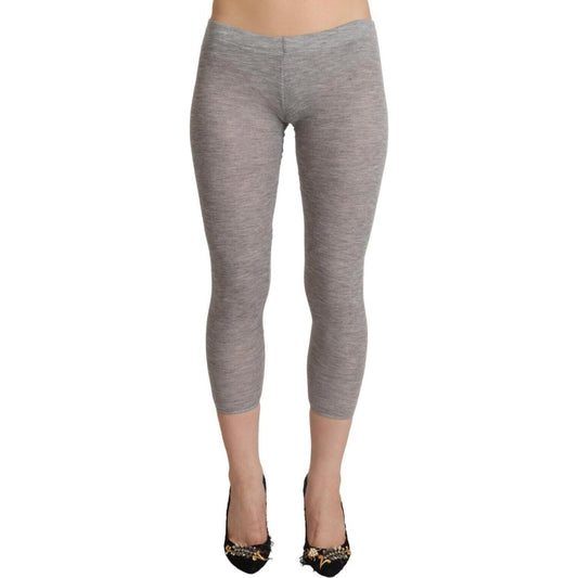 Chic Gray Slim-Fit Cropped Leggings Ermanno Scervino