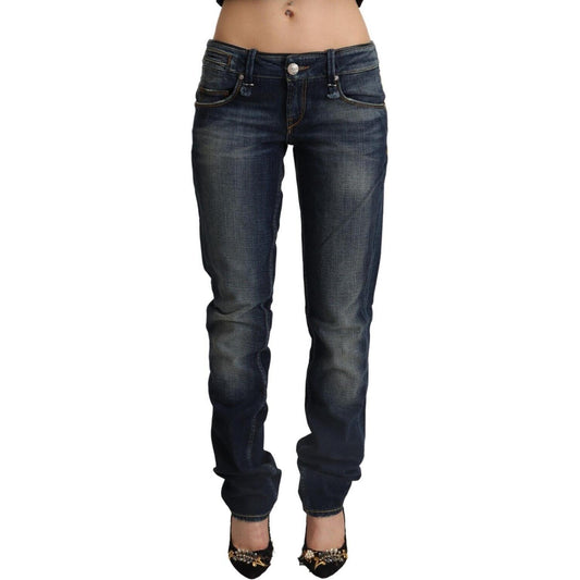 Chic Dark Blue Low Waist Skinny Jeans