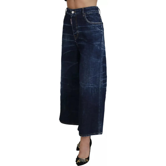 Dsquared² Blue Cotton High Waist Wide Leg Denim Jinny Jeans blue-cotton-high-waist-wide-leg-denim-jinny-jeans