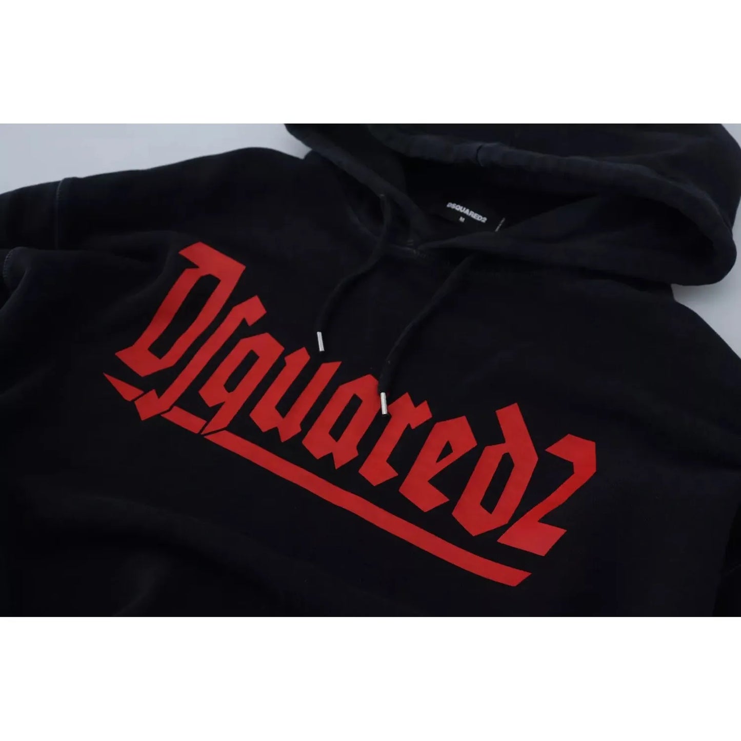 Dsquared² Black Cotton Hooded Printed Men Pullover Sweater black-cotton-hooded-printed-men-pullover-sweater-1
