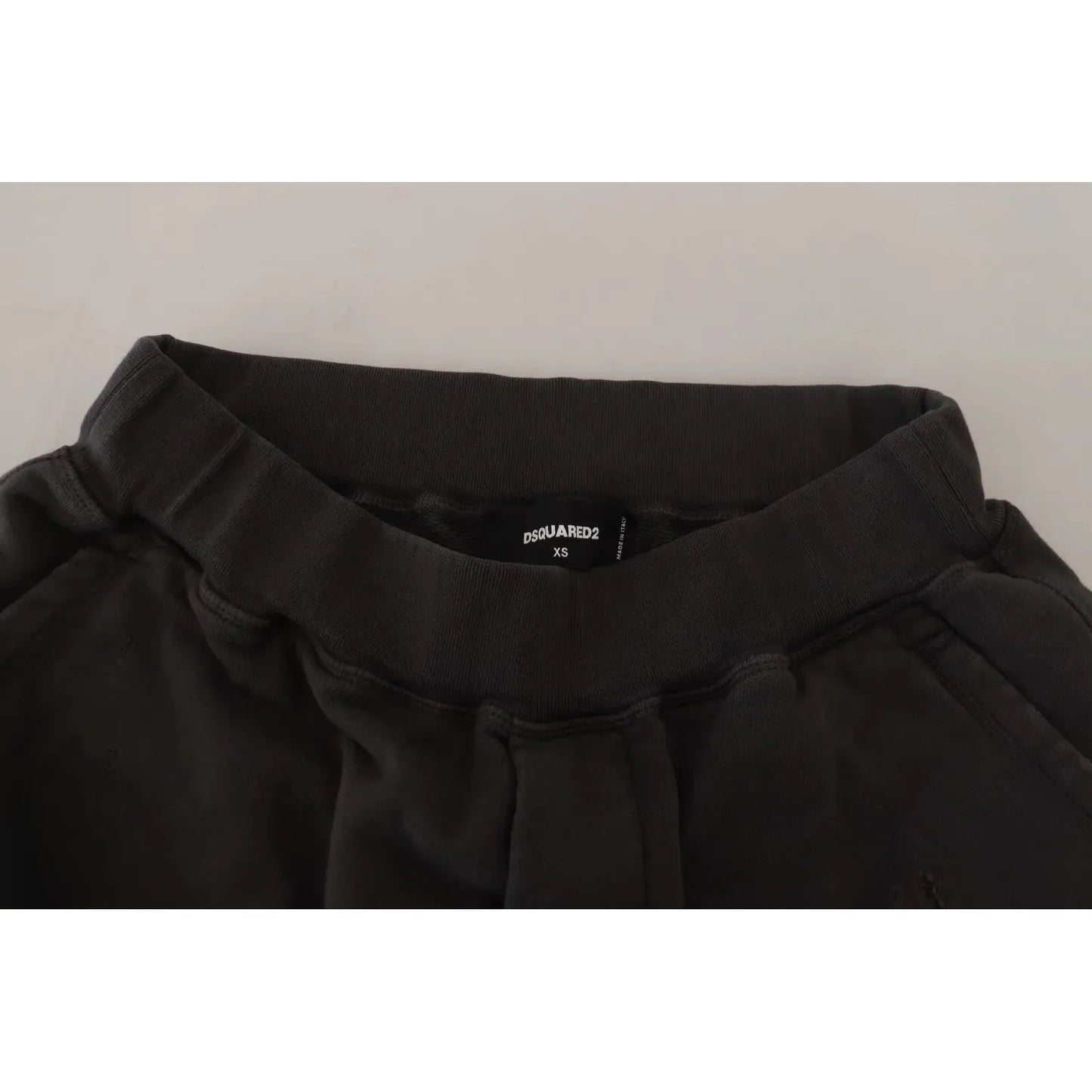 Dsquared² Black Cotton Mid Waist Tattered Tapered Shorts black-cotton-mid-waist-tattered-tapered-shorts