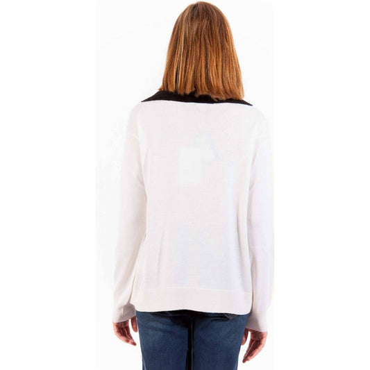 Love Moschino Chic White Wool Sweater with Signature Logo Love Moschino