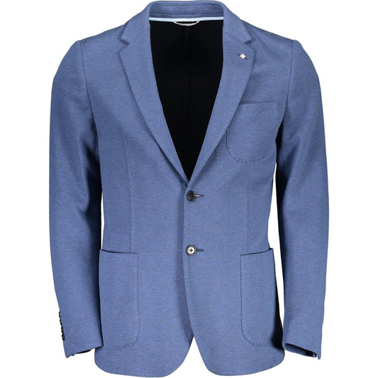 Elegant Cotton Blend Blue Jacket