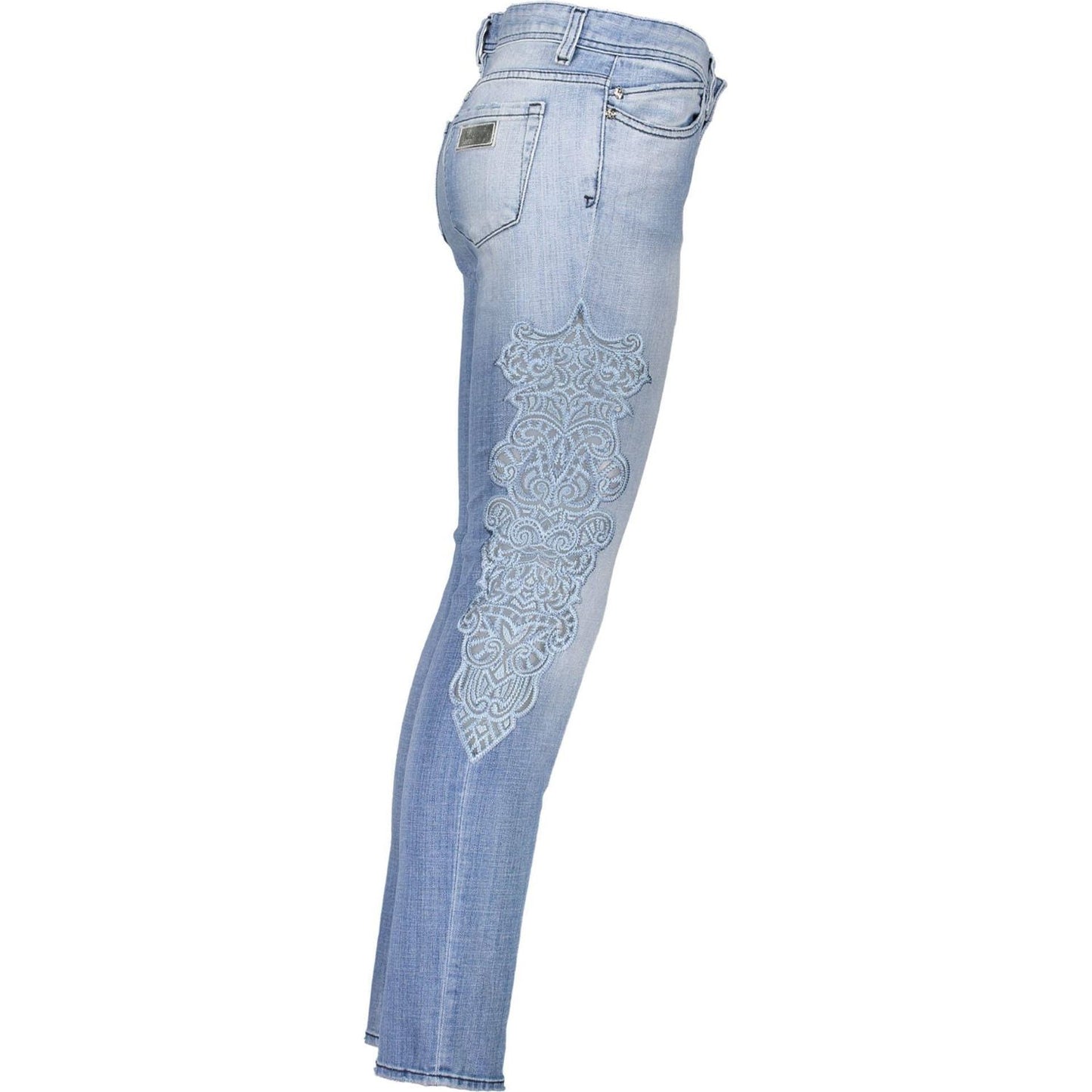 Chic Light Blue Embroidered Denim