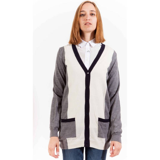 Chic Gray Woolen Long Sleeve Cardigan Gant