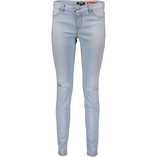 Elegant Faded Light Blue Denim Jeans