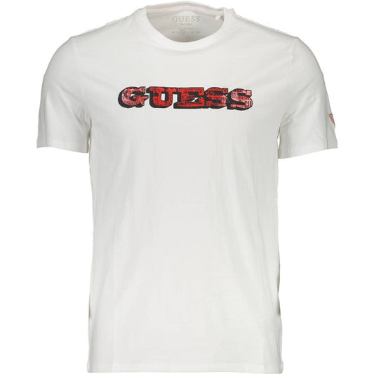 Sleek White Cotton Slim Tee with Logo Print