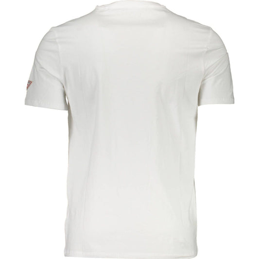 Sleek White Cotton Slim Tee with Logo Print