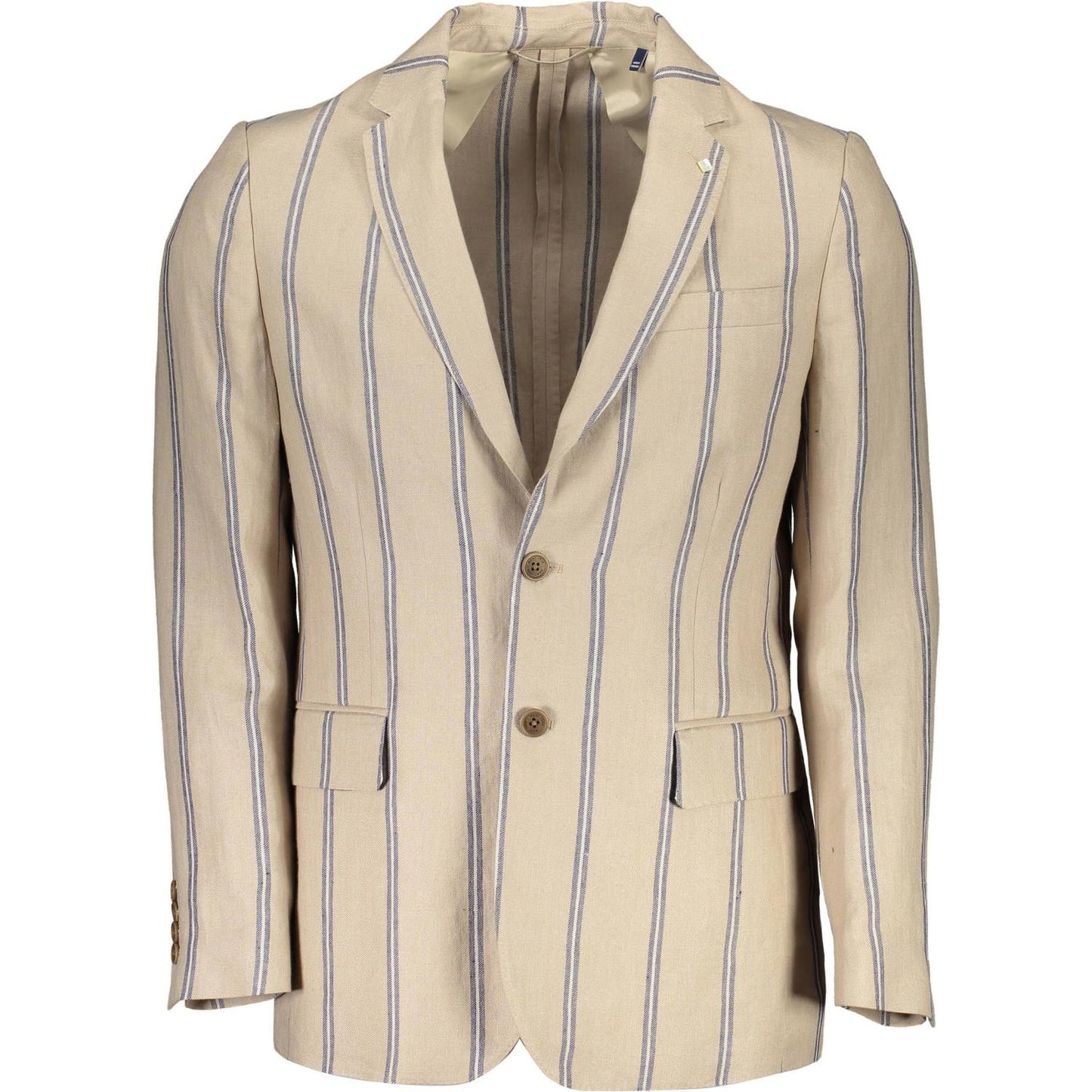 Classic Linen Single-Breast Beige Jacket