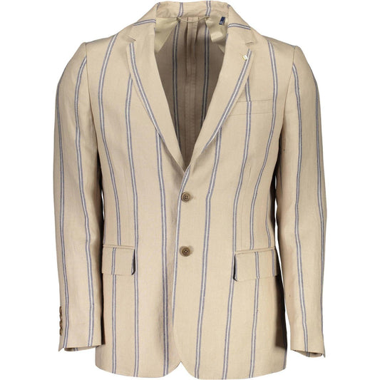 Classic Linen Single-Breast Beige Jacket Gant