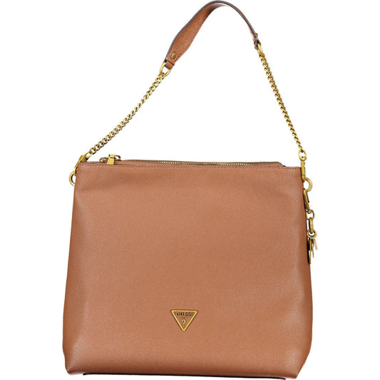 Chic Brown Polyurethane Shoulder Bag