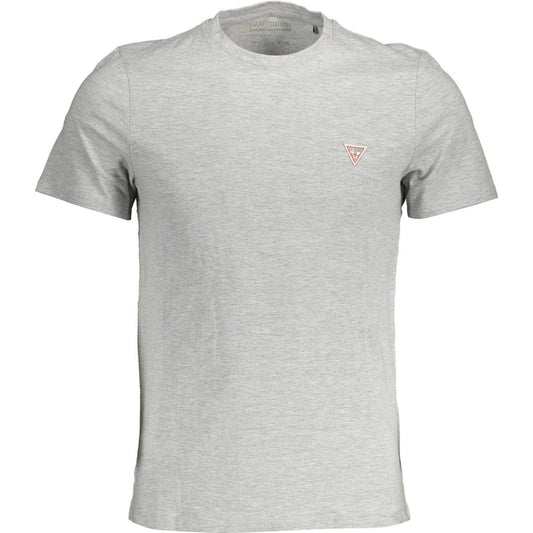 Chic Gray Slim Fit Logo Tee for Men