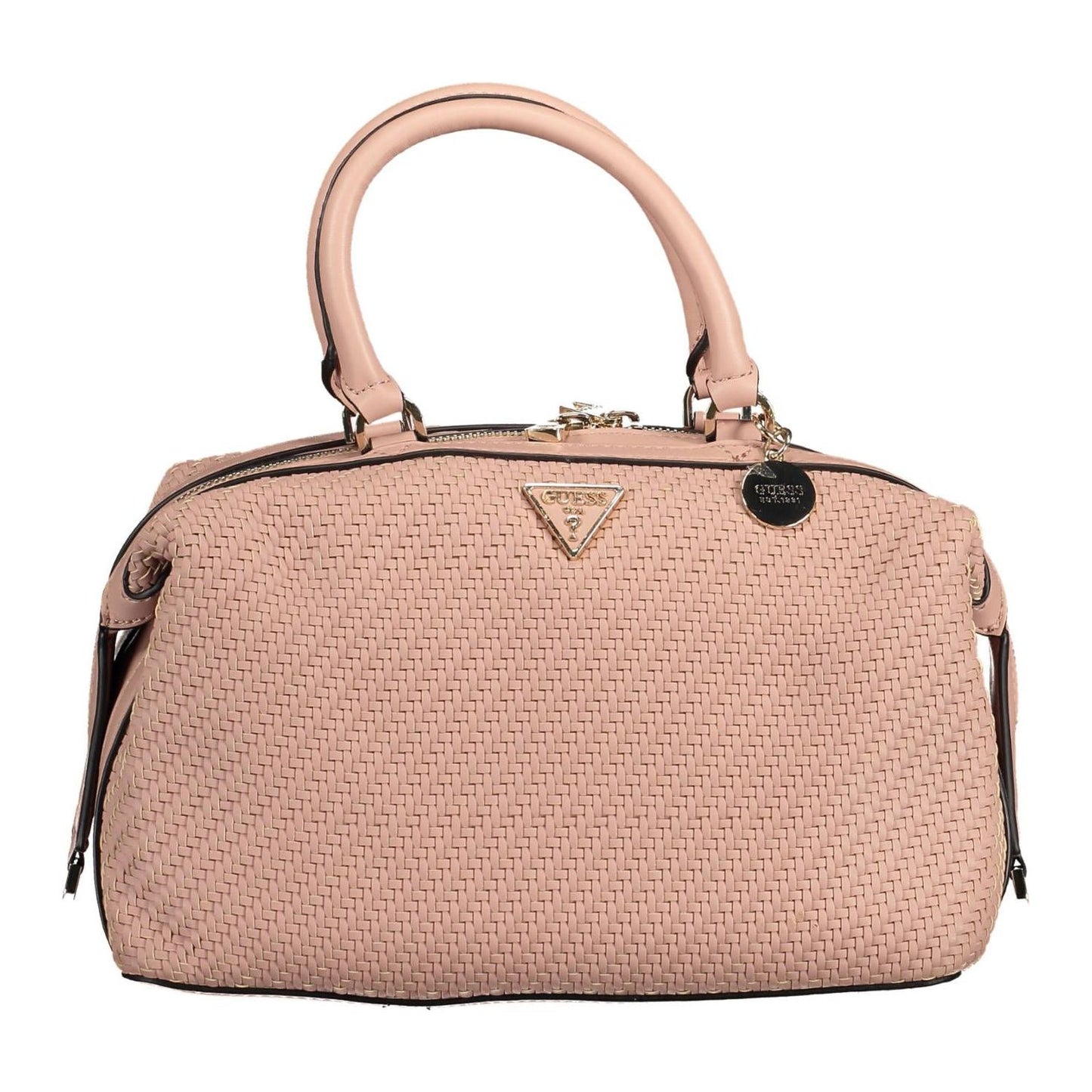 Chic Pink Satchel with Contrasting Details