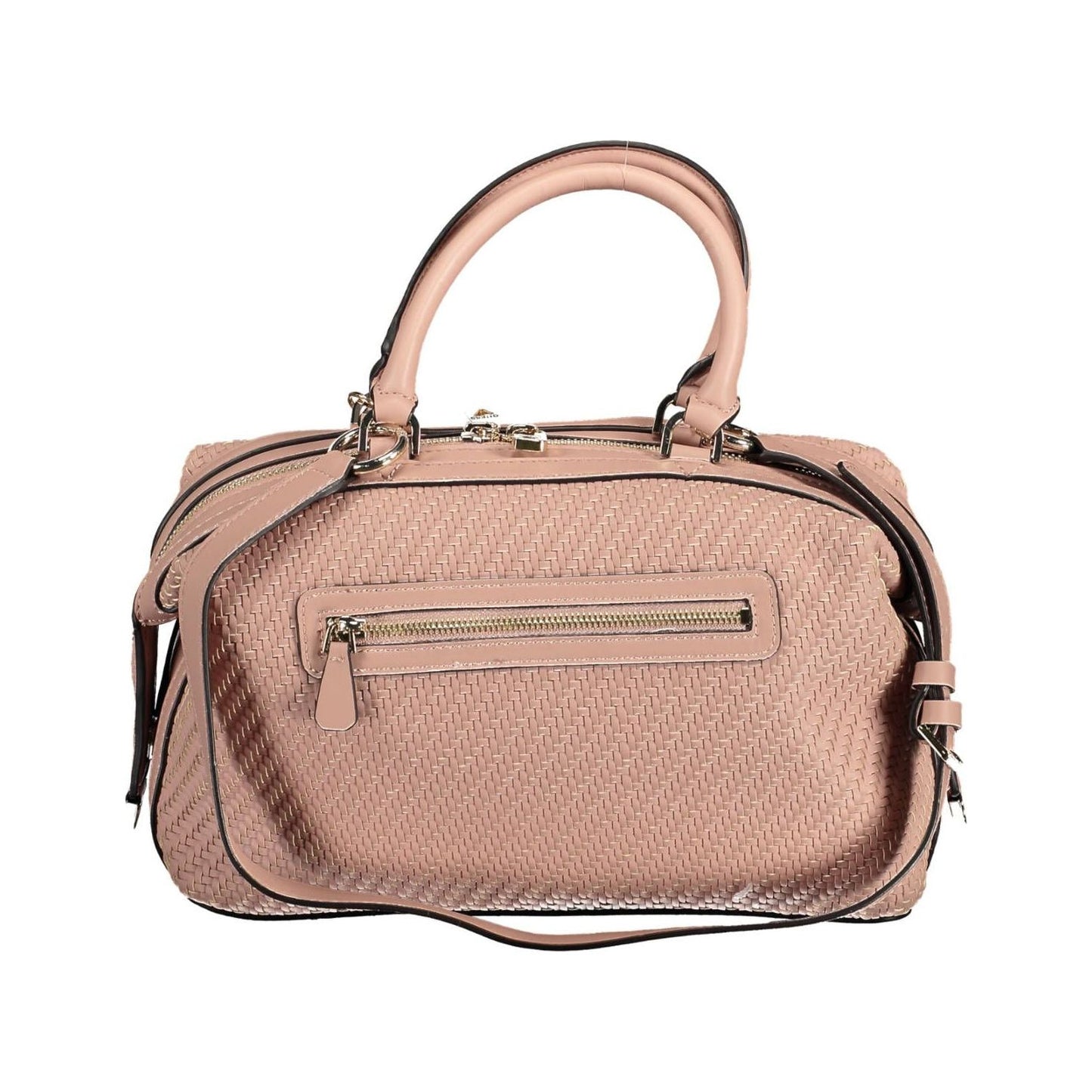 Chic Pink Satchel with Contrasting Details