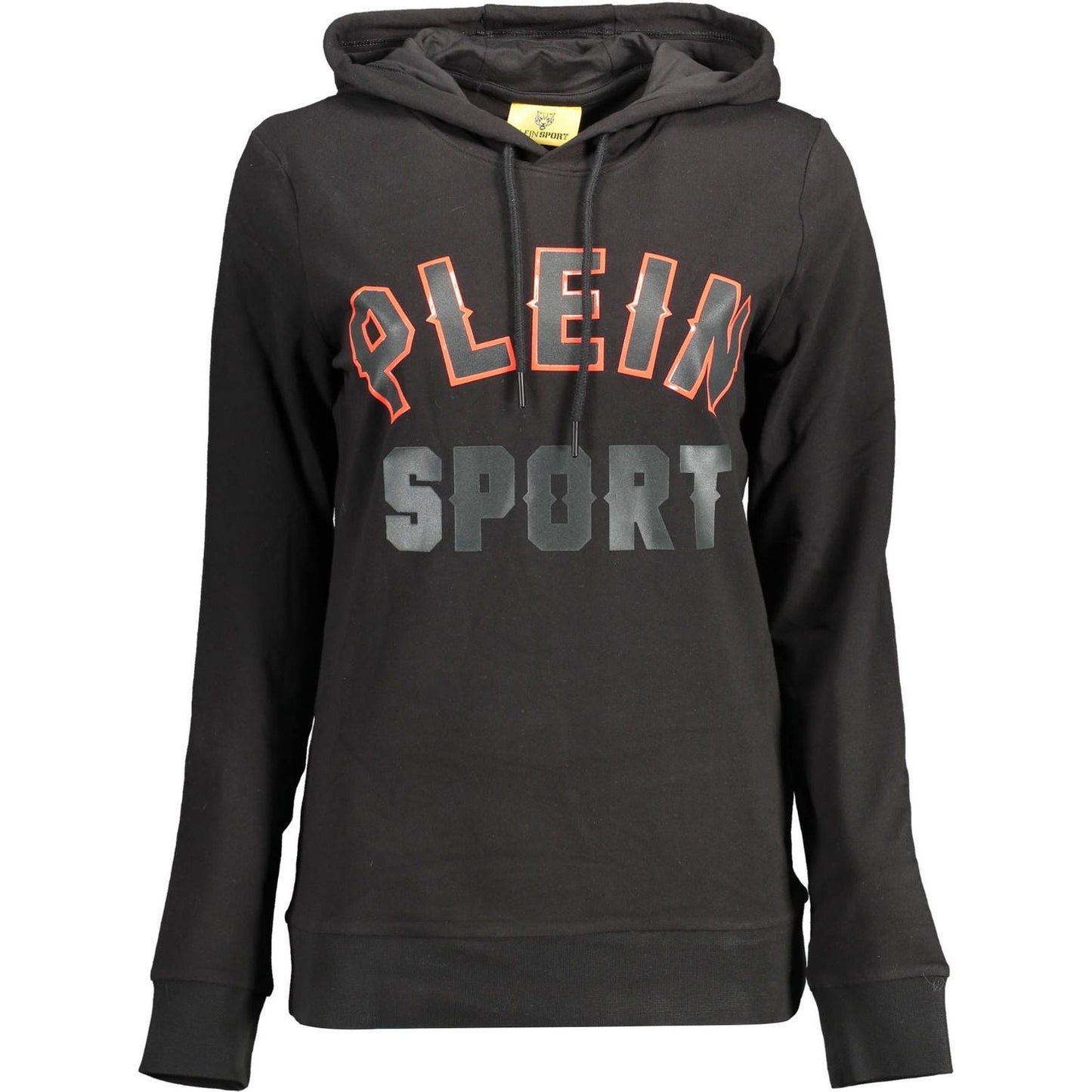 Sleek Black Hooded Sweatshirt with Bold Accents