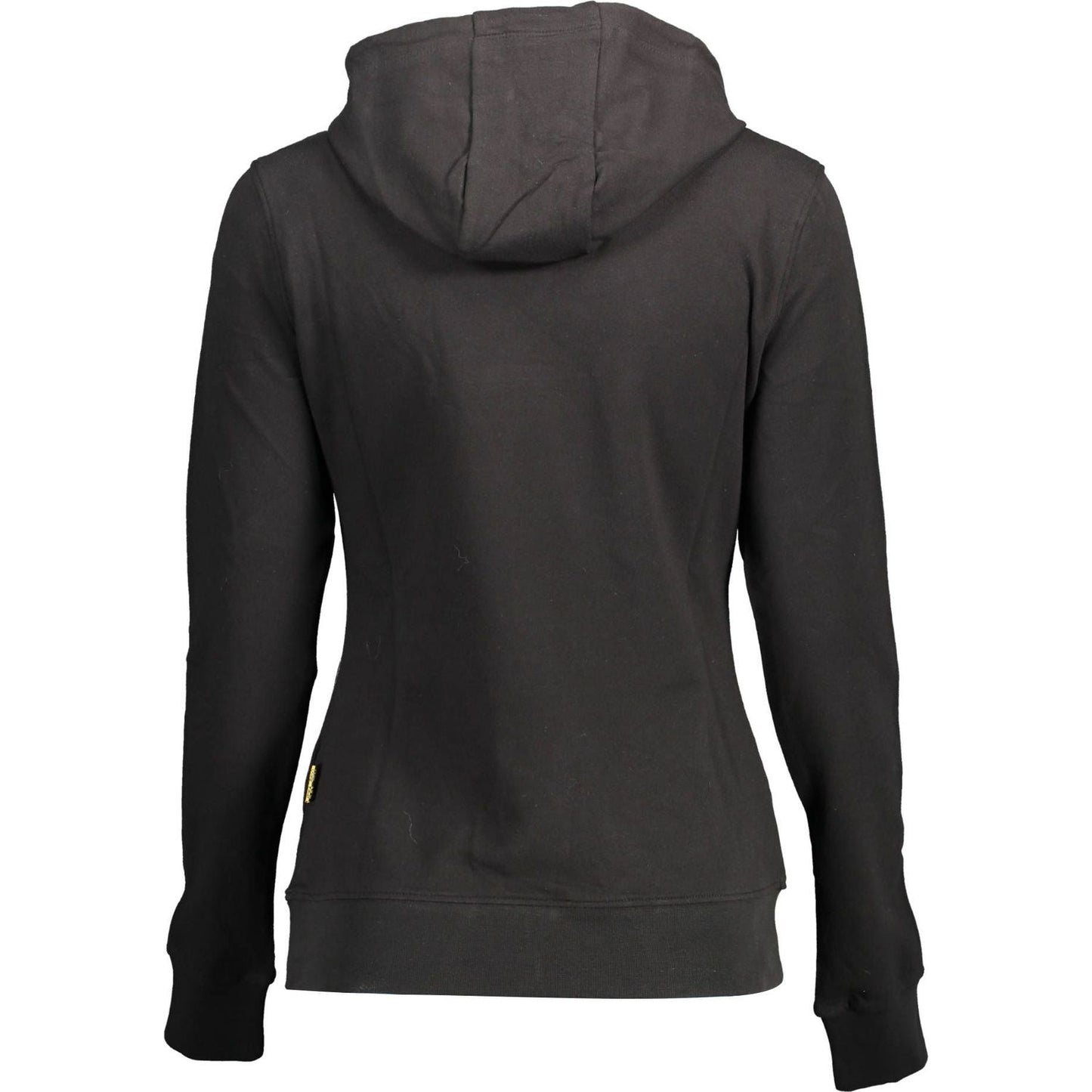 Sleek Black Hooded Sweatshirt with Bold Accents