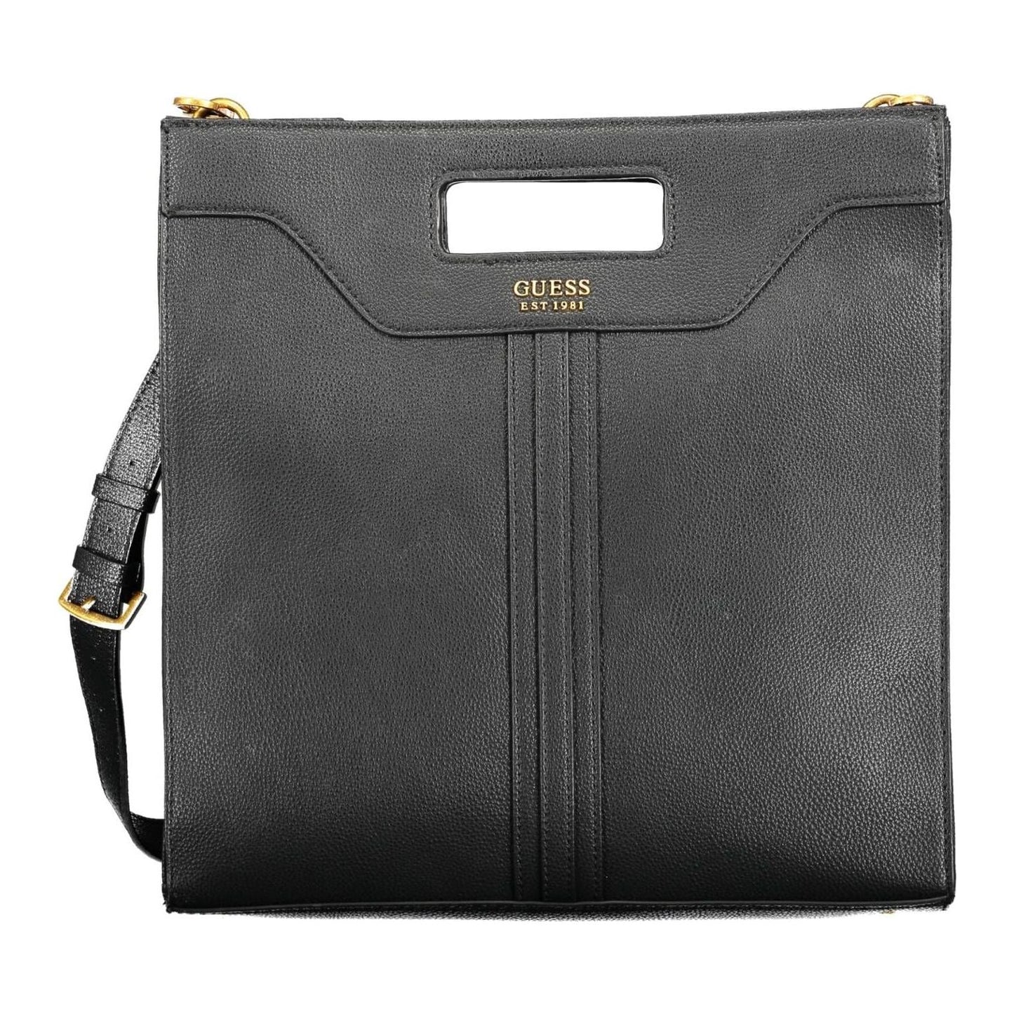 Chic Black Handbag with Contrasting Details