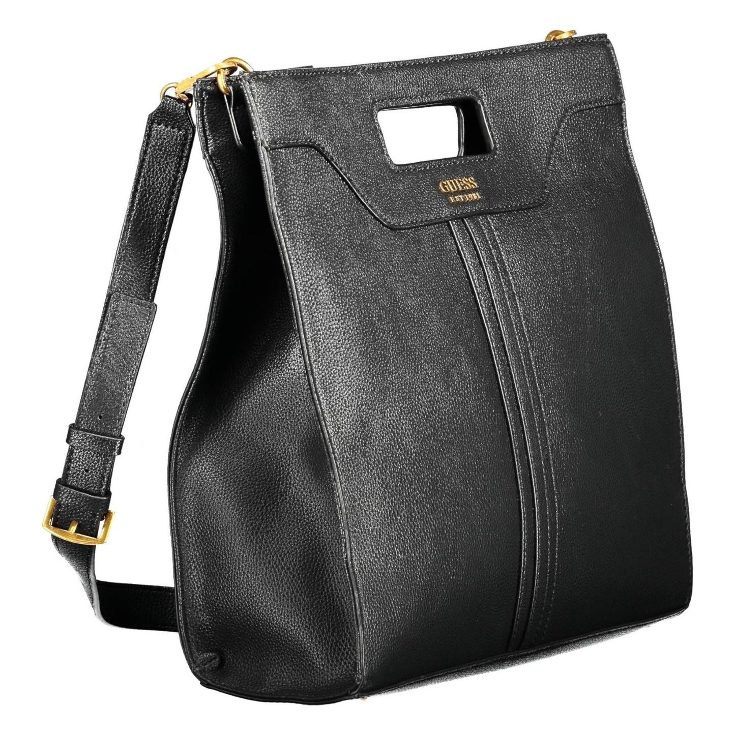 Chic Black Handbag with Contrasting Details