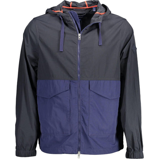 Chic Blue Hooded Sports Jacket with Contrast Details Gant