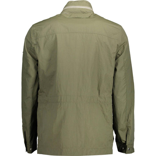 Sleek Green Trench Coat with Concealed Hood Gant