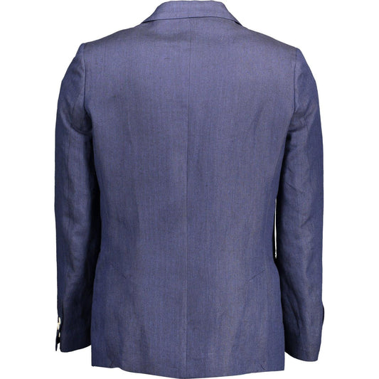 Elegant Blue Linen Classic Jacket