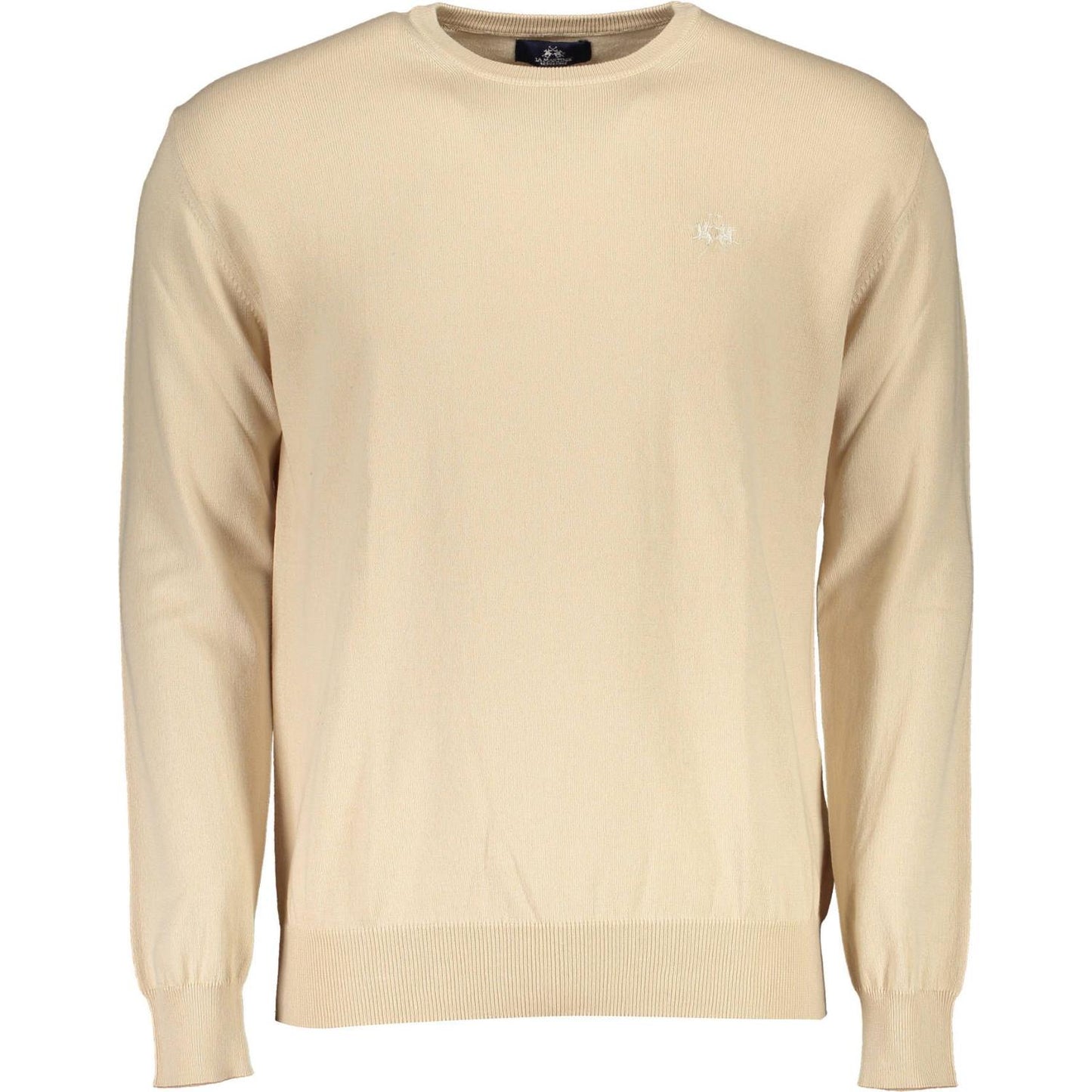 Beige Round Neck Embroidered Sweater