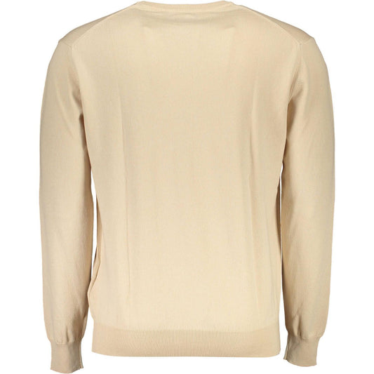 Beige Round Neck Embroidered Sweater