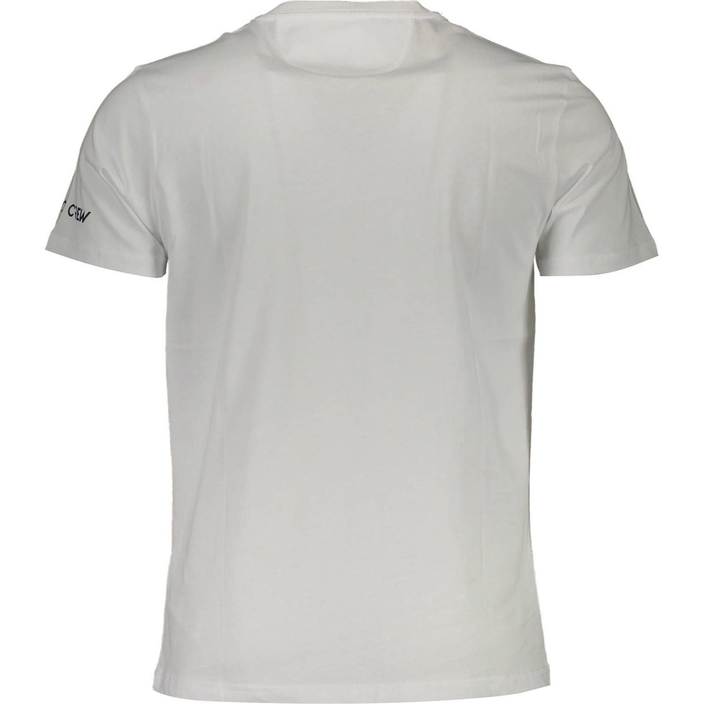 Crisp White Cotton Crew Neck Tee with Logo Print