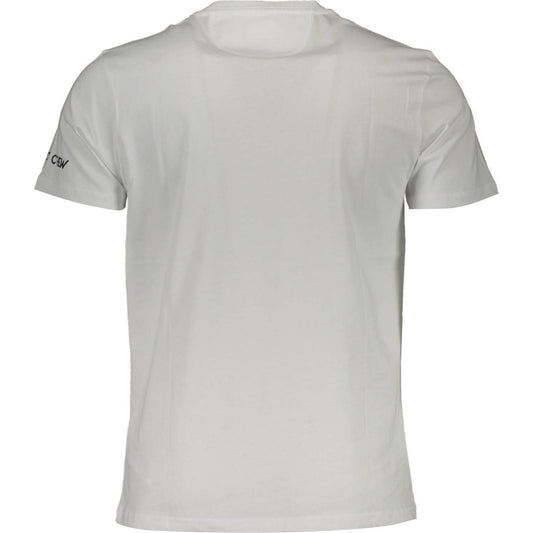 Crisp White Cotton Crew Neck Tee with Logo Print