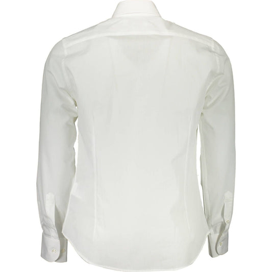 Elegant White Cotton Long Sleeve Shirt