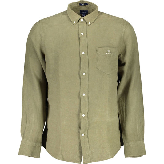 Summer Green Linen Short Sleeve Shirt