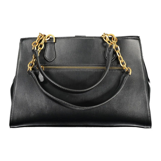 Guess Jeans Chic Black Polyurethane Satchel with Contrasting Details Guess Jeans