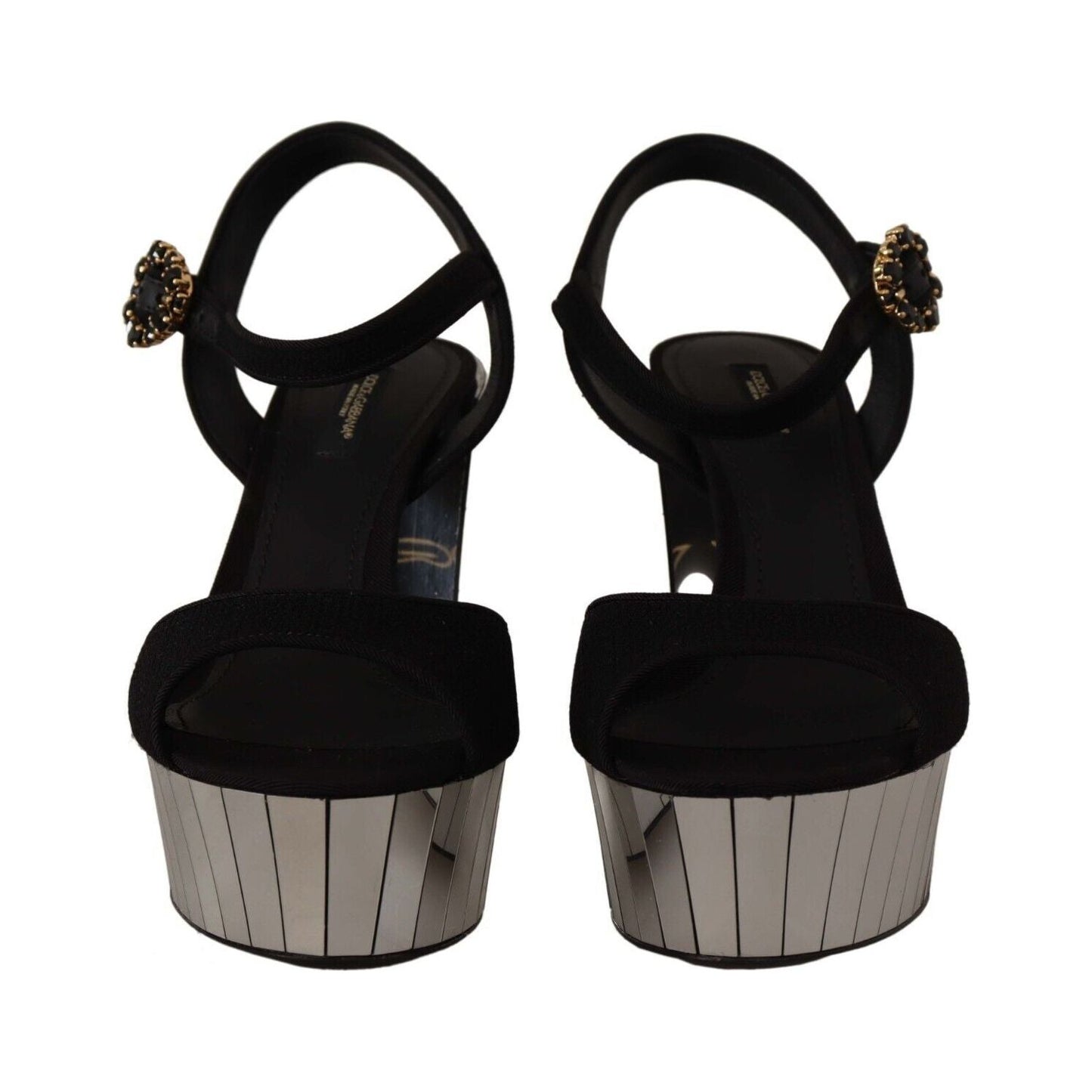 Sleek Black Ankle Strap Platform Sandals