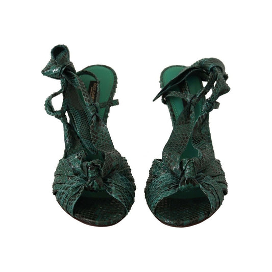 Emerald Exotic Leather Heeled Sandals Dolce & Gabbana