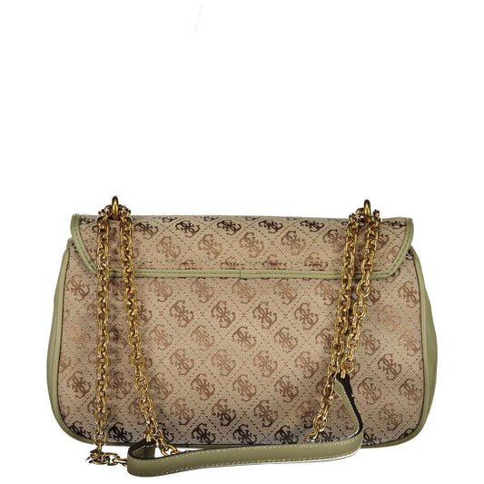 Chic Green Chain-Trim Shoulder Bag