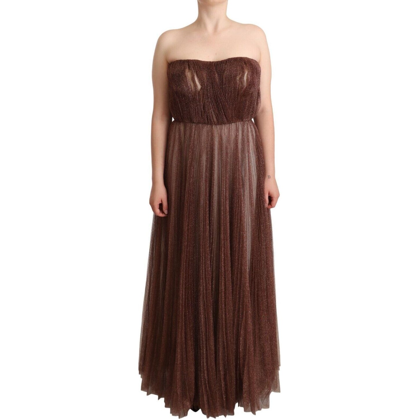 Elegant Metallic Bronze Long Gown