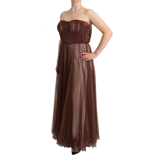 Elegant Metallic Bronze Long Gown Dolce & Gabbana