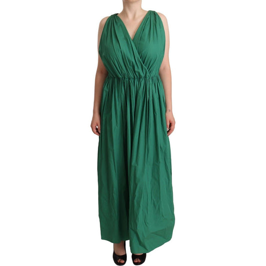 Elegant Deep Green Sleeveless A-Line Dress Dolce & Gabbana