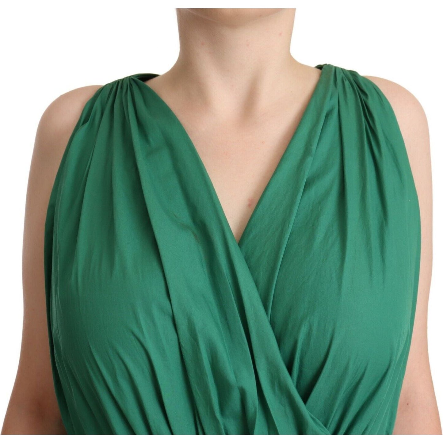 Elegant Deep Green Sleeveless A-Line Dress