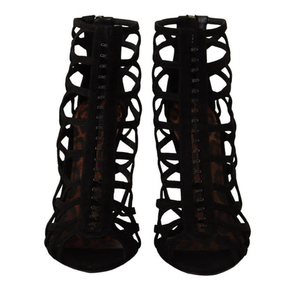 Dolce & Gabbana Black Suede Stiletto Heels Bette Sandals Shoes