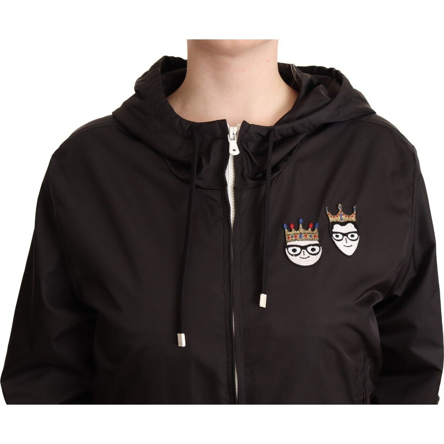 Elegant Black Bomber Jacket with Hood