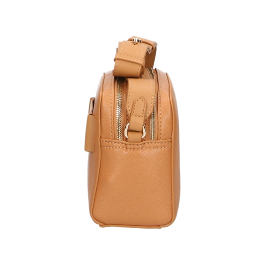 Chic Camel-Toned Crossbody with Double Zip Closure