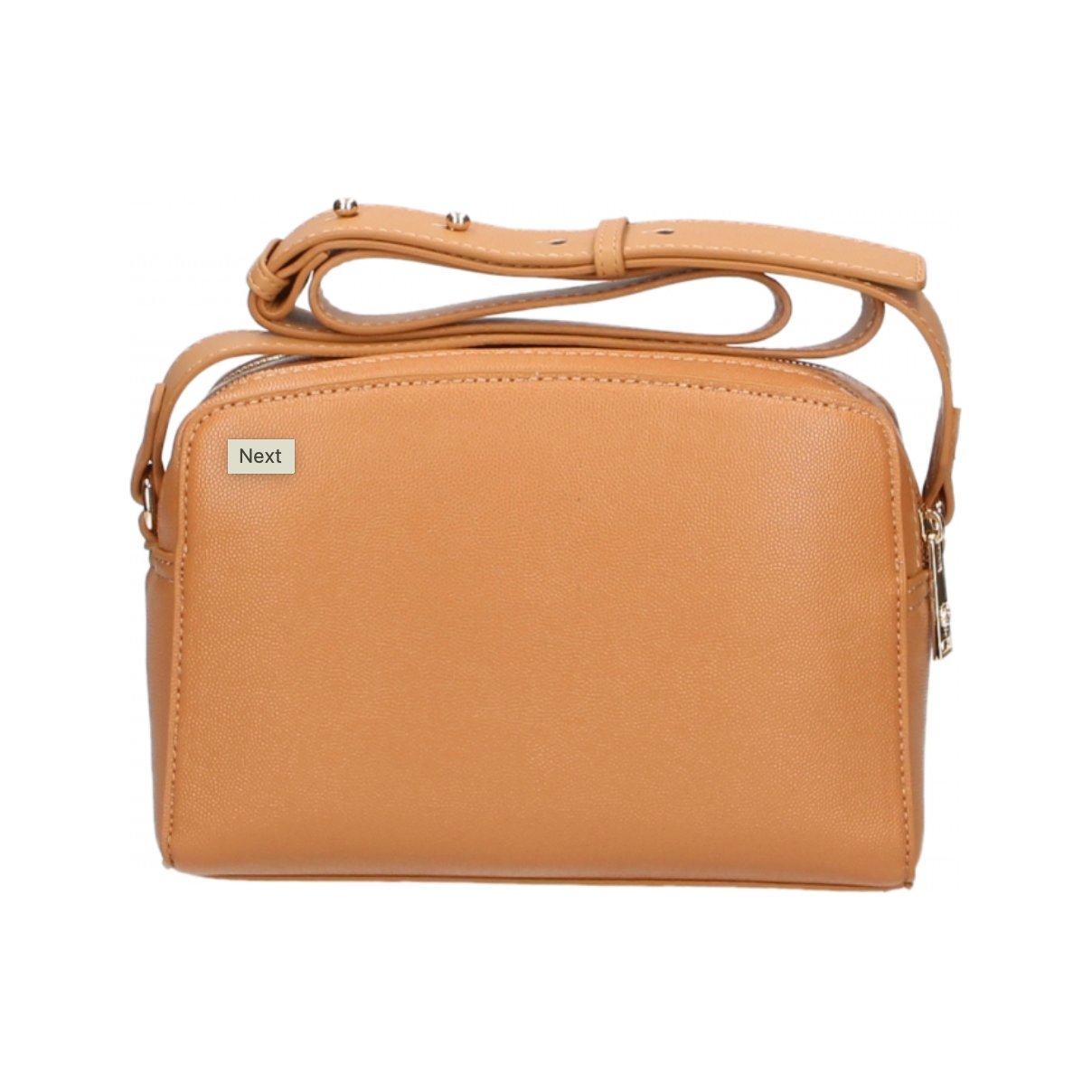 Chic Camel-Toned Crossbody with Double Zip Closure