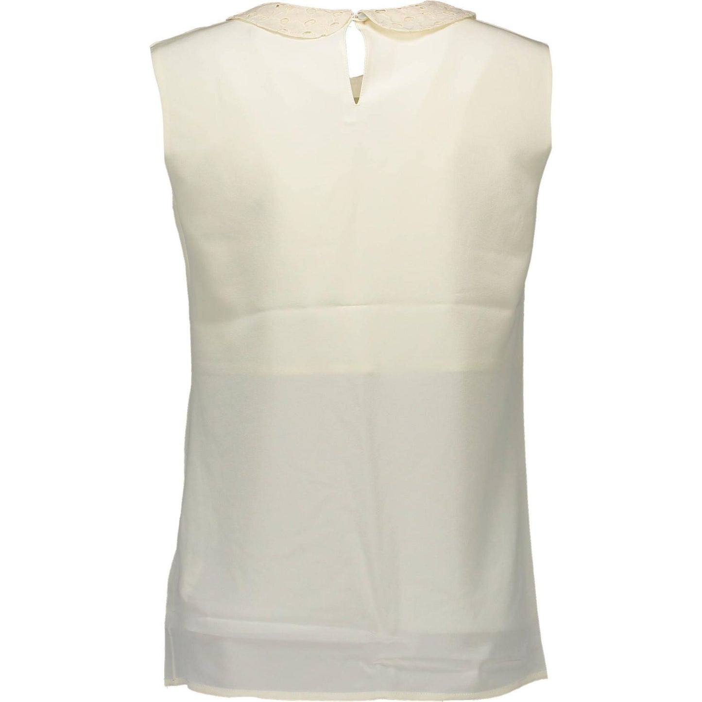 Elegant Silk Tank with Removable Collar in White