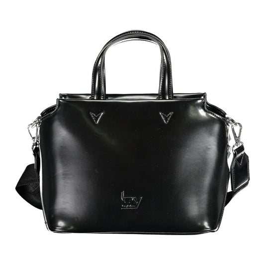 Elegant Black Two-Handle Bag with Contrasting Details