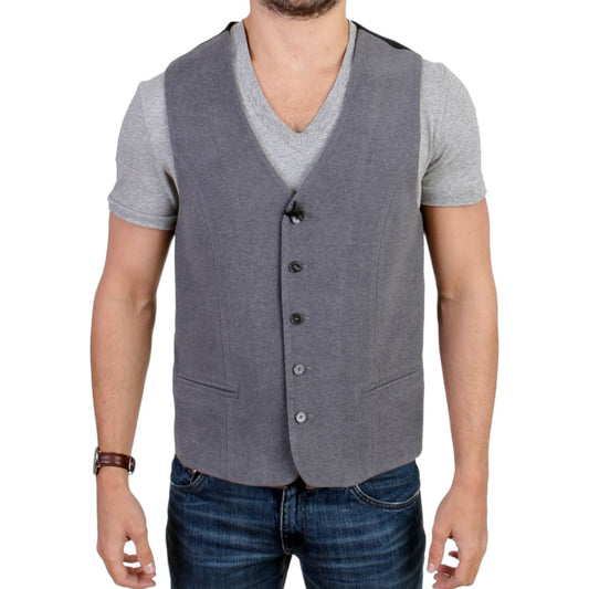 Costume National Chic Gray Casual Vest gray-cotton-blend-casual-vest