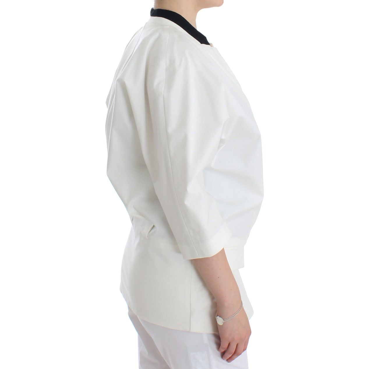 Andrea Pompilio Chic White Cotton Blend Blazer Blazer Jacket white-cotton-blend-oversized-blazer-jacket